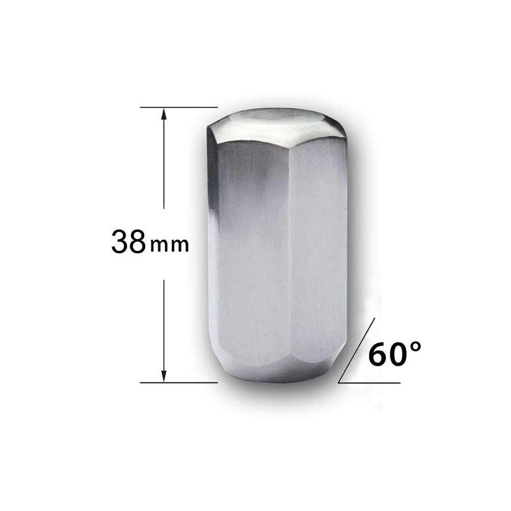 Écrous de Roue Chromés 1/2" Longueur 35Mm US CARS Jeep Ford F150 Dodge