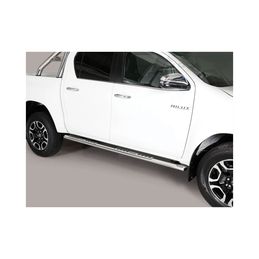 Marche pieds ovale Inox avec Design Toyota Hilux 2016- Double Cabine