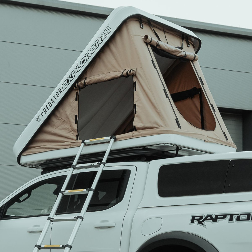 Tente de Toit Predator Explorer 210 - Coque Dure Aérodynamique 2 Personnes | Blanche