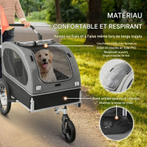Remorque et Poussette de Vélo Chien et animaux Pliable 40 kg
