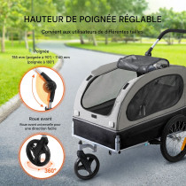 Remorque et Poussette de Vélo Chien et animaux Pliable 40 kg