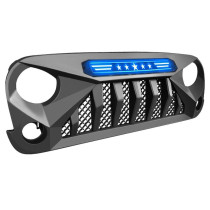 Calandre  American Gladiator pour Jeep Wrangler JK 2007-2018 – Noir Mat ABS avec LED Diurnes Bleues 5 Étoiles