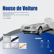 Housse de voiture PVC Gris – Imperméable, Anti-UV et Doublée coton