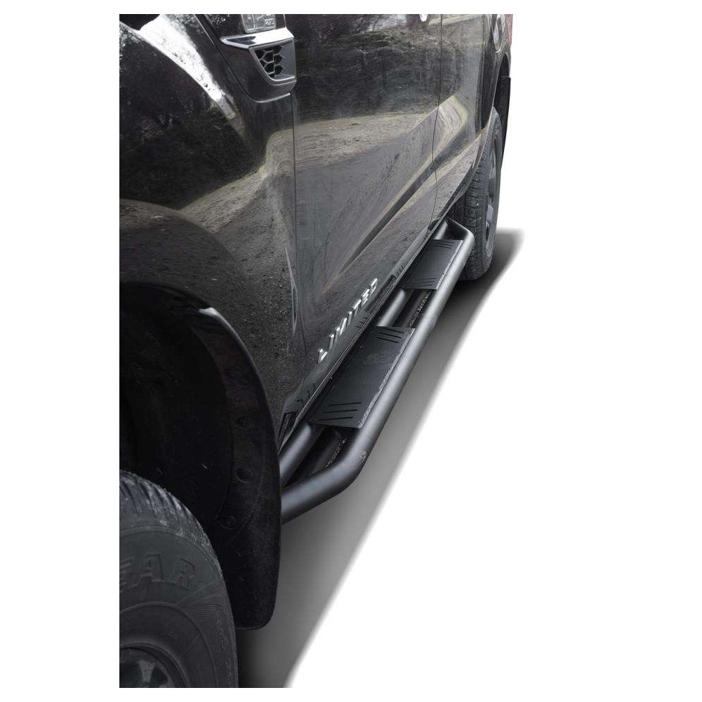 Marche Pieds Rock Rails Noirs Mat – Ford Ranger & Ranger Raptor 2019‑2022 Double Cabine