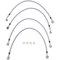 Kit de 4 flexibles de frein type aviation renforcés (+12 cm) pour Nissan Navara D40 2005+