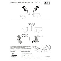Jeu de 2 barres de toit Aero en aluminium pour Toyota Hilux 4 portes 2016+