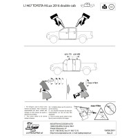 Jeu de 2 barres de toit Aero en aluminium pour Toyota Hilux 4 portes 2016+
