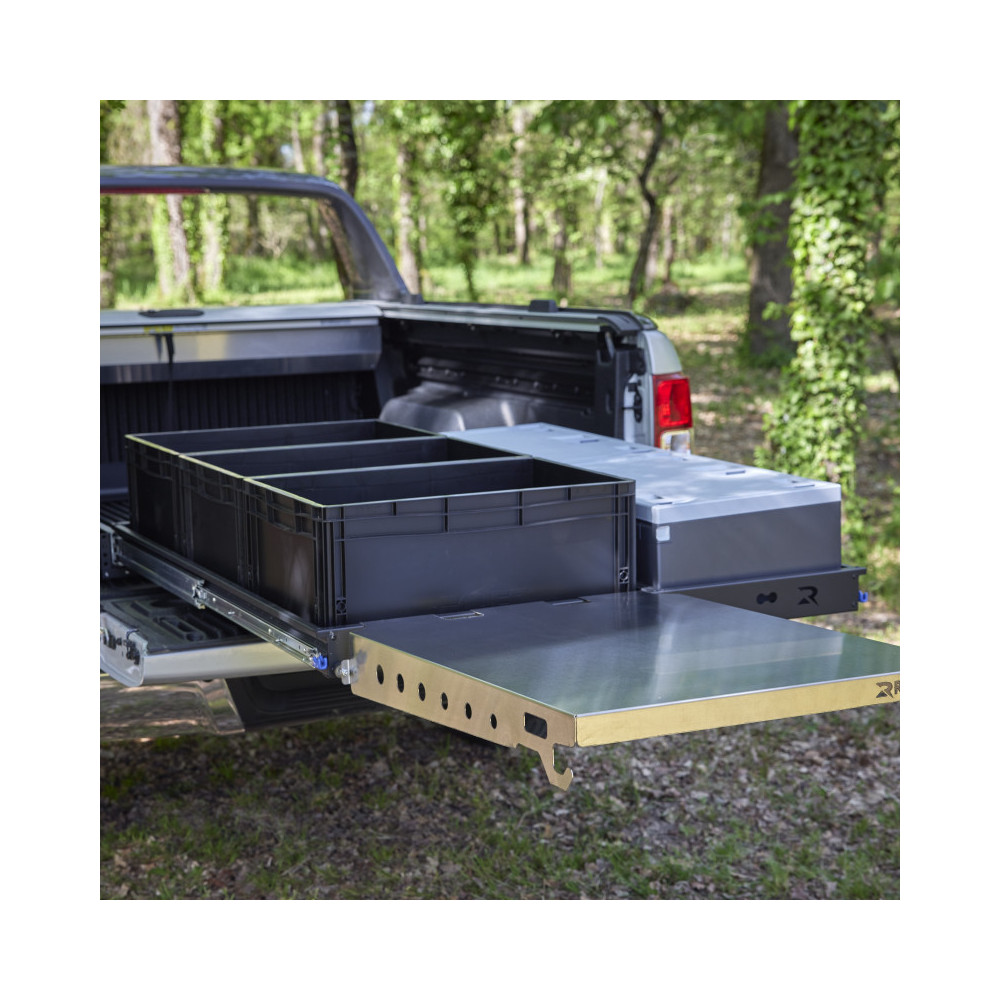 Plan de travail additionel Inox pour tiroirs ROCKALU coulissant Extra Cab / Double Cab