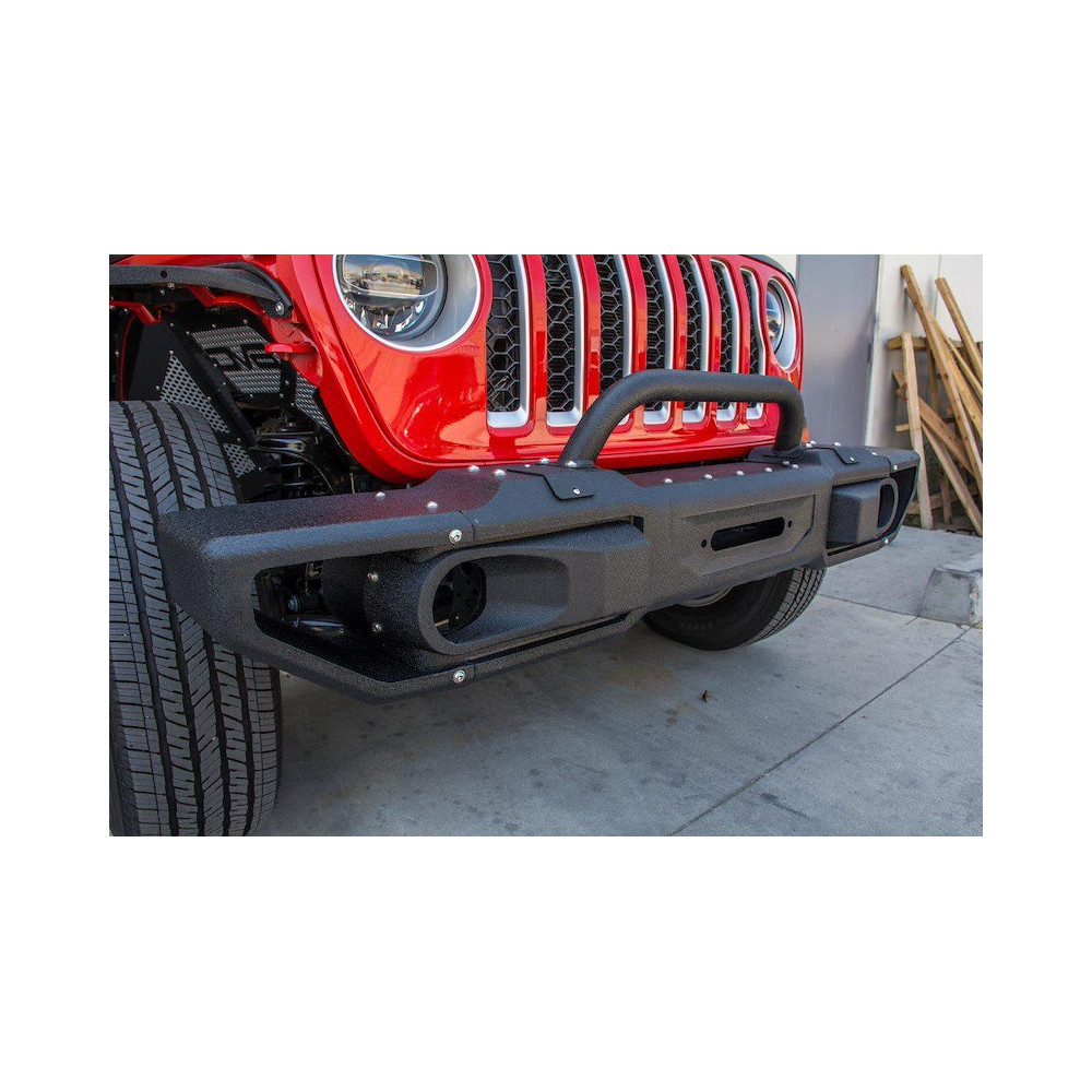 Pare chocs avant acier noir DV8 Offroad Modular avec support treuil pour Jeep Wrangler JL Gladiator JT