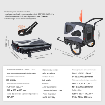 Remorque et Poussette de Vélo Chien et animaux Pliable