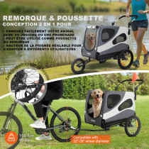 Remorque et Poussette de Vélo Chien et animaux Pliable