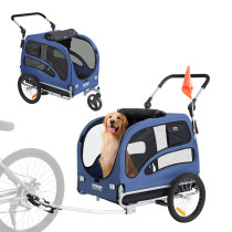Remorque et Poussette de Vélo Chien et animaux Pliable 45Kg Bleu/Noir