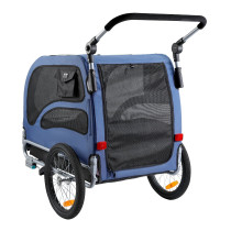 Remorque et Poussette de Vélo Chien et animaux Pliable 45Kg Bleu/Noir