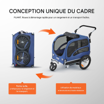 Remorque et Poussette de Vélo Chien et animaux Pliable 45Kg Bleu/Noir