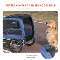 Remorque de Vélo Chien et animaux Pliable 45 Kg Bleu/Noir