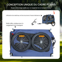 Remorque de Vélo Chien et animaux Pliable 45 Kg Bleu/Noir