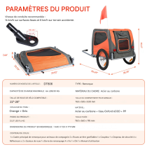 Remorque de Vélo Chien et animaux Pliable 45 Kg Bleu/Noir