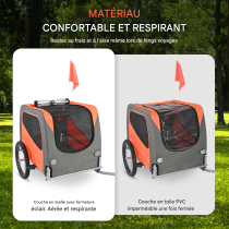 Remorque de Vélo Chien et animaux Pliable 30 Kg Orange/Gris