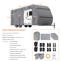 Housse bâche de protection caravane camping-car 7,3-8,2 m