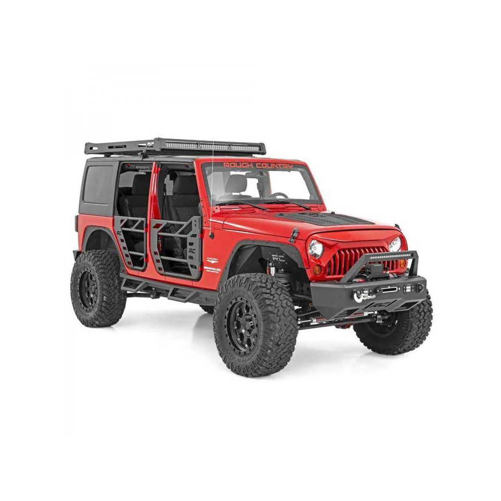 Portes avant et arrière en tube d'acier Rough Country Jeep Wrangler JK 4 Portes 07-18