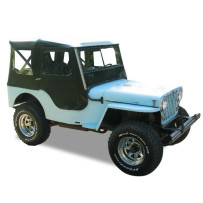 Bache Bestop Tigertop Black Crush, Jeep Willys 1948-1953 CJ3A/M38 /sans systeme de glissieres, avec boutons-pression