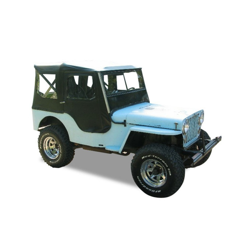 Bache Bestop Tigertop Black Crush, Jeep Willys 1948-1953 CJ3A/M38 /sans systeme de glissieres, avec boutons-pression