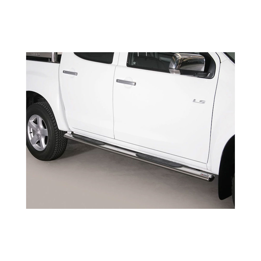 Marche Pieds Ovale Inox avec caoutchouc noir antidérapant Isuzu D Max double cabine  2012-2020