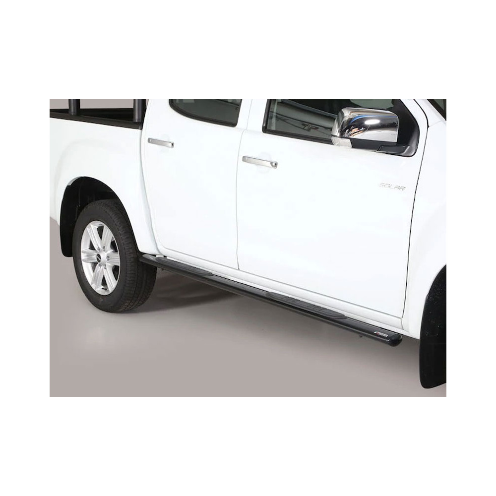 Marche Pieds Ovale Inox Noir avec caoutchouc noir antidérapant Isuzu D Max double cabine  2012-2020